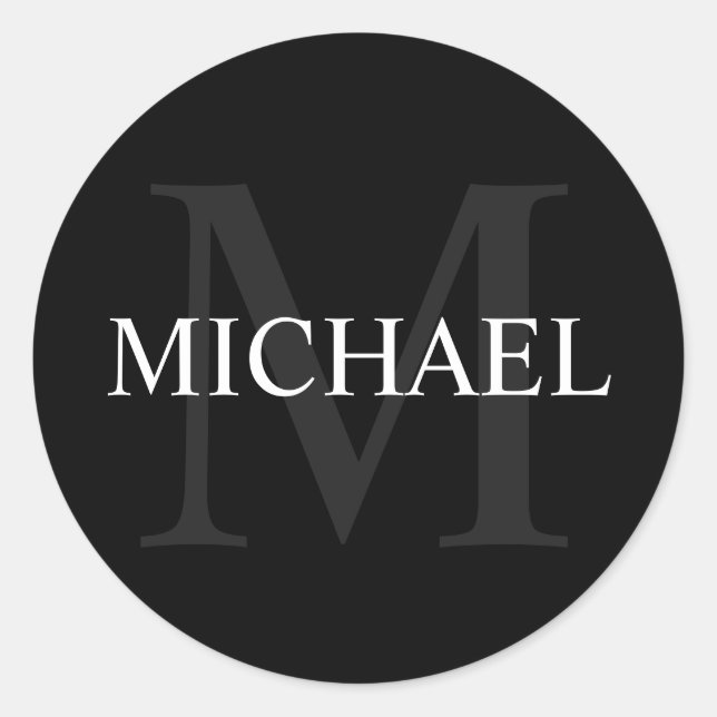 Personalised Monogram and Name Marble Look Classic Round Sticker (Front)