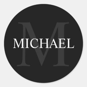 Personalised Monogram and Name Marble Look Classic Round Sticker