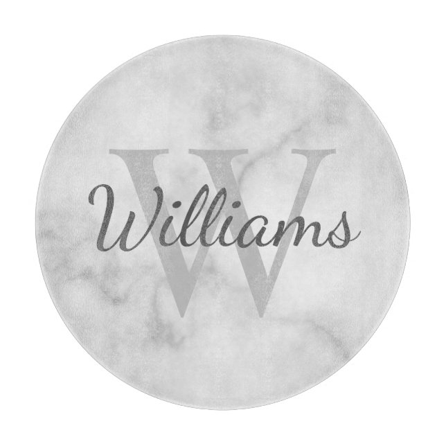 Personalised Monogram and Name Marble Look Cutting Board (Front)