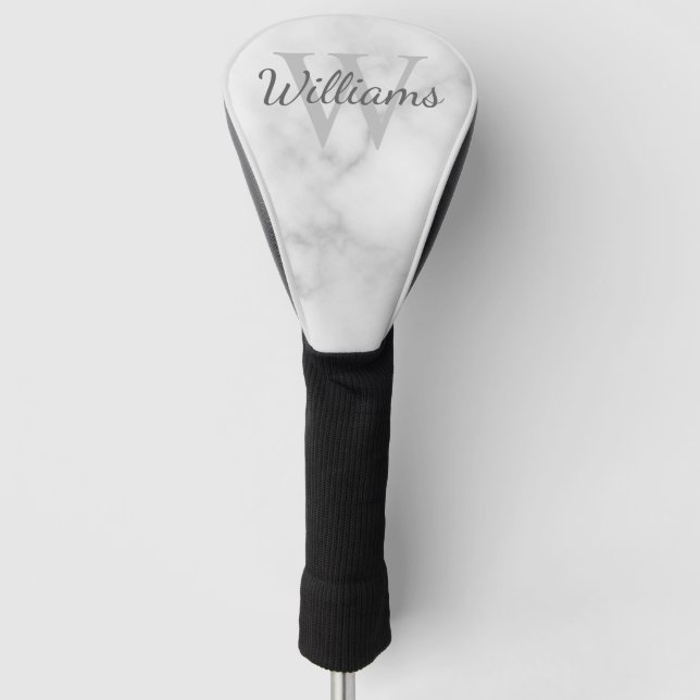 Personalised Monogram and Name Marble Look Golf Head Cover (Front)