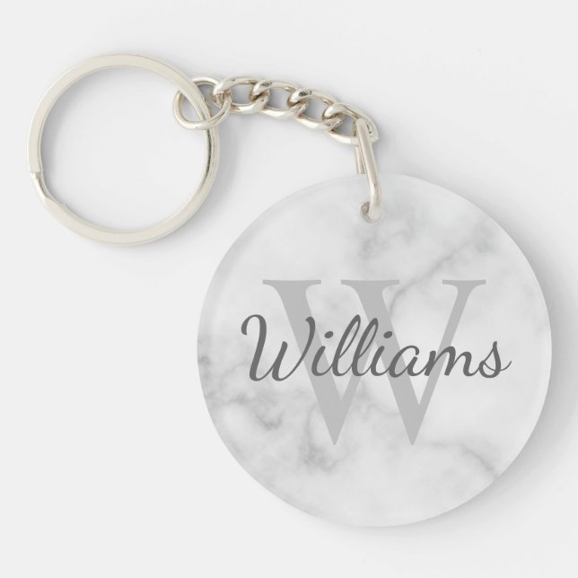 Personalised Monogram and Name Marble Look Key Ring (Front)