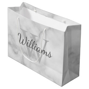 Personalised Monogram and Name Marble Look Large Gift Bag