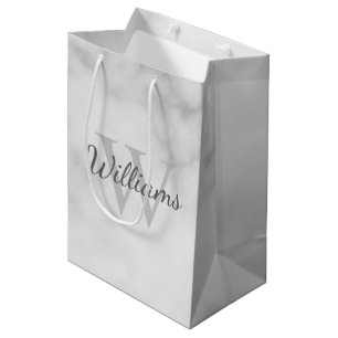 Personalised Monogram and Name Marble Look Medium Gift Bag