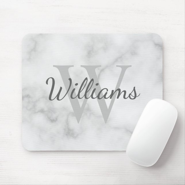 Personalised Monogram and Name Marble Look Mouse Mat (With Mouse)