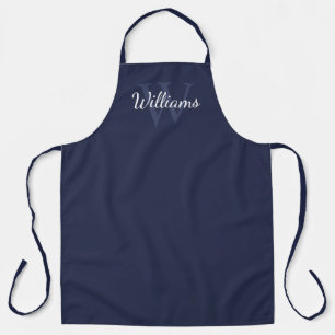 Personalised Monogram and Name Navy Blue Apron