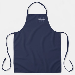 Personalised Monogram and Name Navy Blue Apron