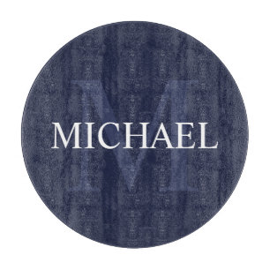 Personalised Monogram and Name Navy Blue Cutting Board