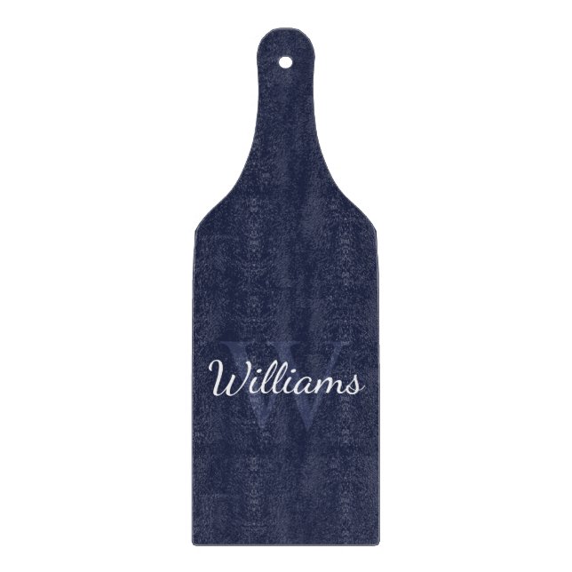 Personalised Monogram and Name Navy Blue Cutting Board (Front)