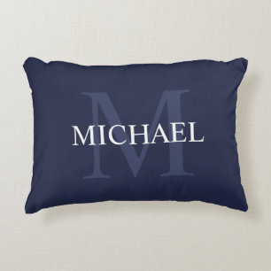 Personalised Monogram and Name Navy Blue Decorative Cushion