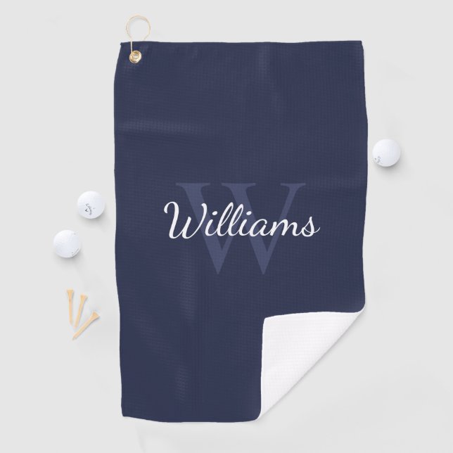 Personalised Monogram and Name Navy Blue Golf Towel (InSitu)
