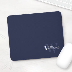 Personalised Monogram and Name Navy Blue Mouse Mat