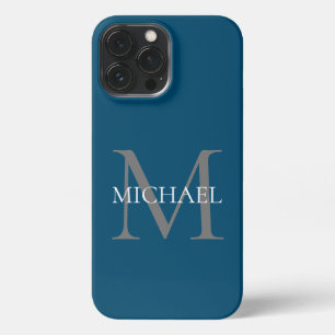 Personalised Monogram and Name Ocean Blue iPhone 13 Pro Max Case