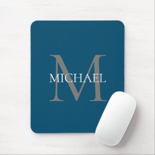 Personalised Monogram and Name Ocean Blue Mouse Mat