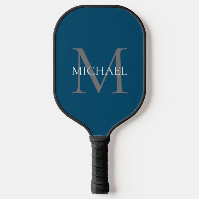 Personalised Monogram and Name Ocean Blue Pickleball Paddle (Front)