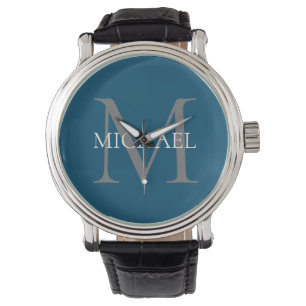 Personalised Monogram and Name Ocean Blue Watch