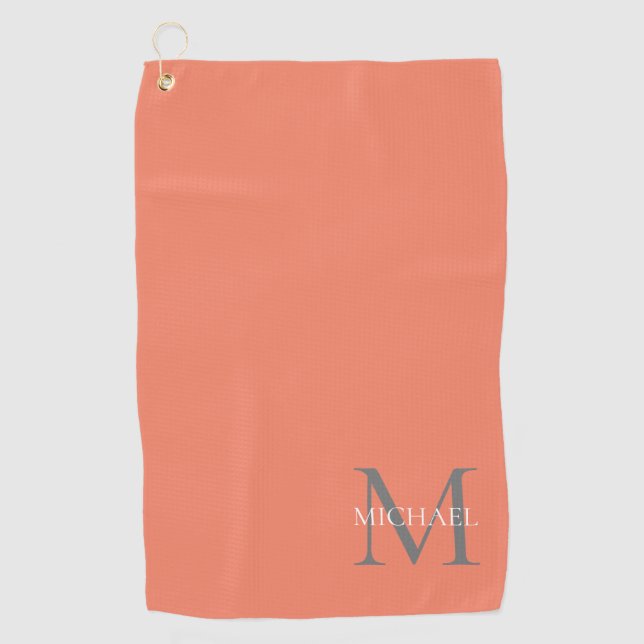 Personalised Monogram and Name Ocean Light Pink Golf Towel (Front)