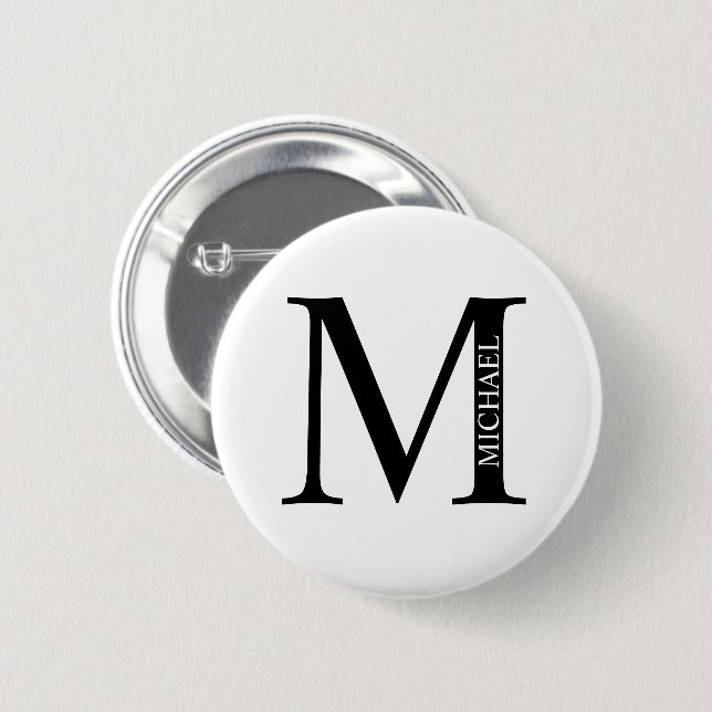 Personalised Monogram and Name Pinback Button (Front & Back)