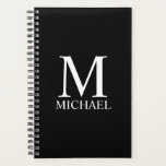 Personalised Monogram and Name Planner<br><div class="desc">Personalised Monogram and Name Gift
features personalised monogram and name in white classic serif font style on black background.

Perfect as holiday gift,  father's day gift for dad and gift for any special occasions.</div>