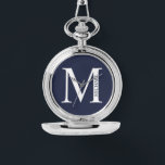 Personalised Monogram and Name Pocket Watch<br><div class="desc">Personalised Monogram and Name Gift
features personalised monogram and name in classic serif font style.

Perfect as father's day gifts for dad,  gifts for groomsmen and for any special occasions.</div>