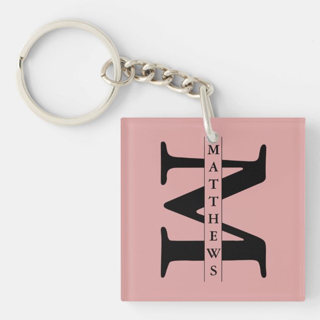Personalised Monogram and Name Poker Key Ring (Front)
