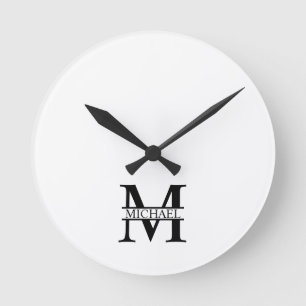 Personalised Monogram and Name Round Clock