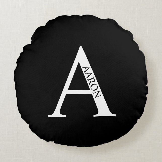 Personalised Monogram and Name Round Pillow (Front)