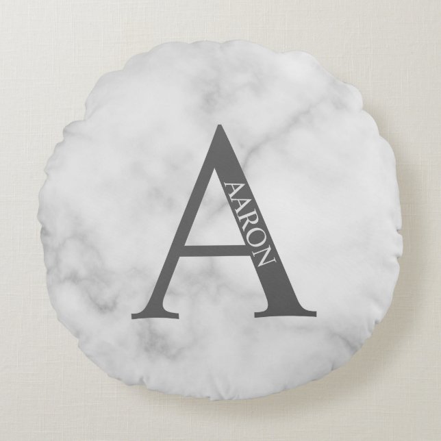 Personalised Monogram and Name Round Pillow (Front)