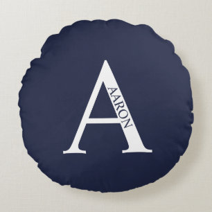 Personalised Monogram and Name Round Pillow