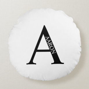 Personalised Monogram and Name Round Pillow
