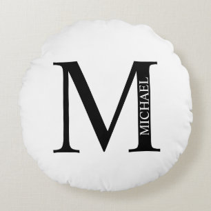 Personalised Monogram and Name Round Pillow