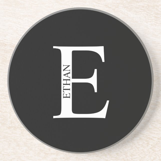 Personalised Monogram and Name Sandstone Coaster (Front)