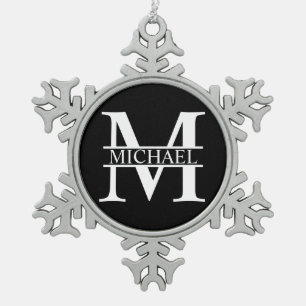 Personalised Monogram and Name Snowflake Pewter Christmas Ornament