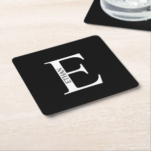 Personalised Monogram and Name Square Paper Coaster