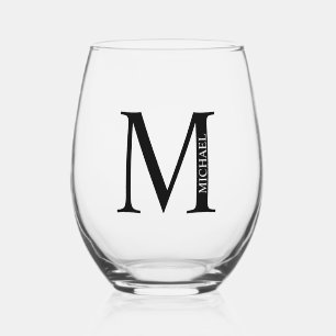 Personalised Monogram and Name Stemless Wine Glass