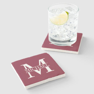 Personalised Monogram and Name Stone Coaster