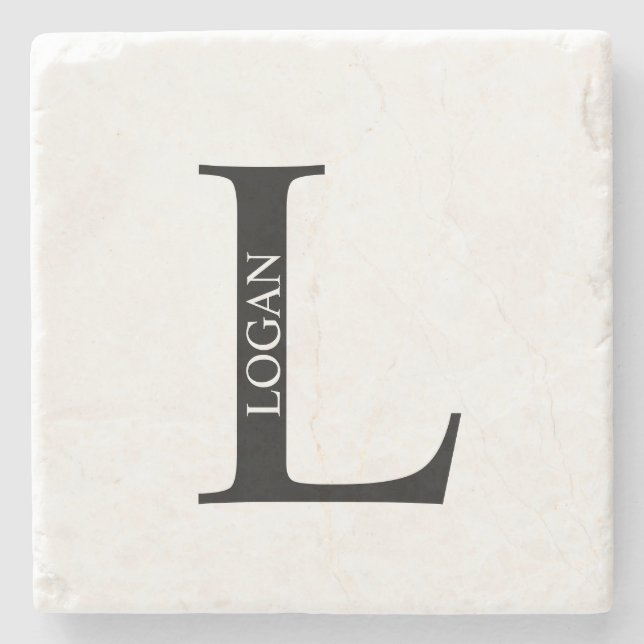 Personalised Monogram and Name Stone Coaster (Front)