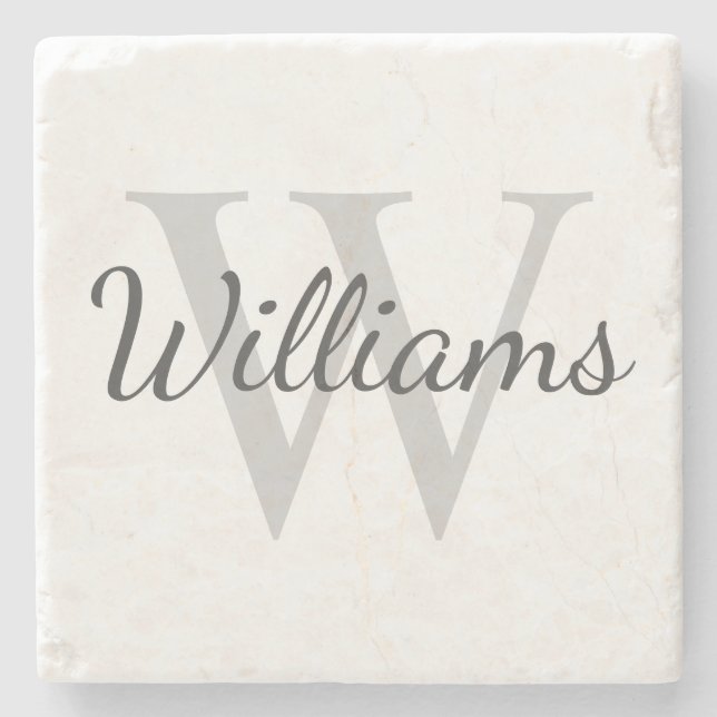 Personalised Monogram and Name Stone Coaster (Front)