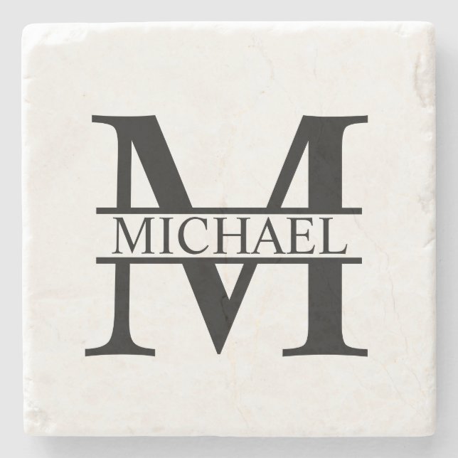 Personalised Monogram and Name Stone Coaster (Front)