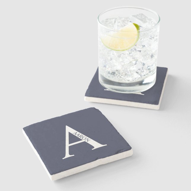 Personalised Monogram and Name Stone Coaster (Side)