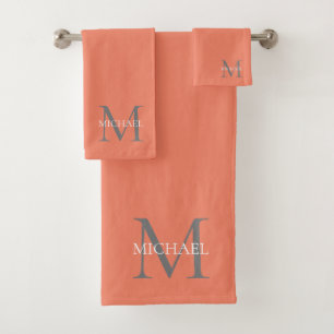 Personalised Monogram and Name Terracotta Bath Towel Set