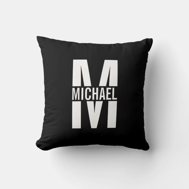 Personalised Monogram and Name Throw Pillow (Front)