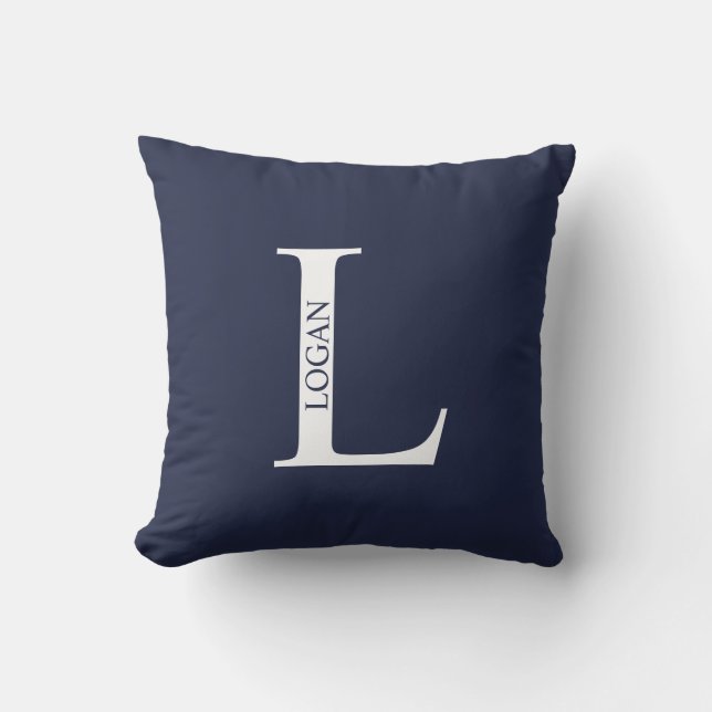 Personalised Monogram and Name Throw Pillow (Front)