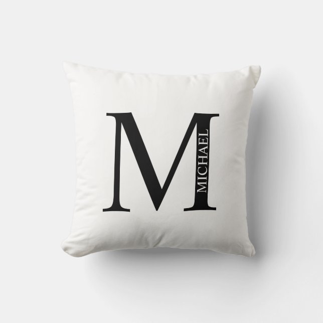 Personalised Monogram and Name Throw Pillow (Front)