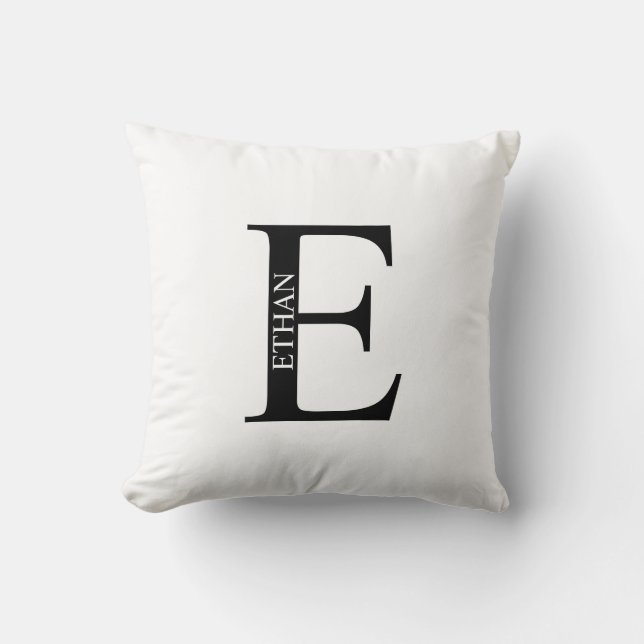 Personalised Monogram and Name Throw Pillow (Front)