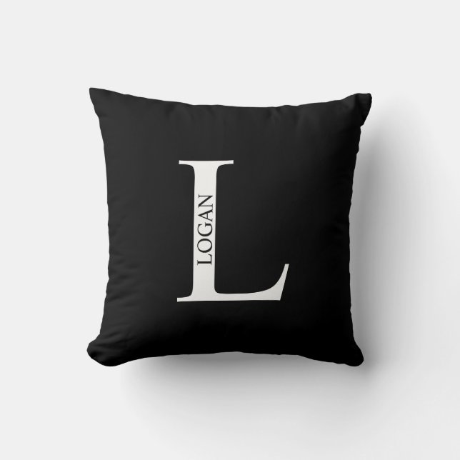 Personalised Monogram and Name Throw Pillow (Front)