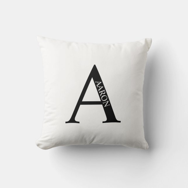 Personalised Monogram and Name Throw Pillow (Front)