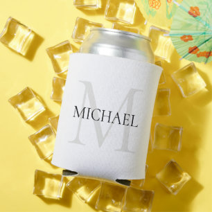 Personalised Monogram and Name White Can Cooler