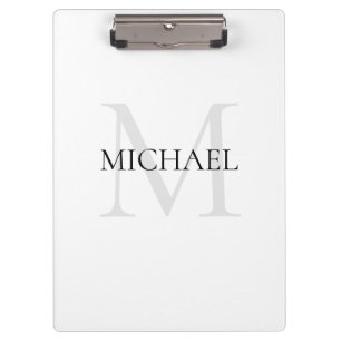 Personalised Monogram and Name White Clipboard