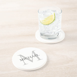 Personalised Monogram and Name White Coaster