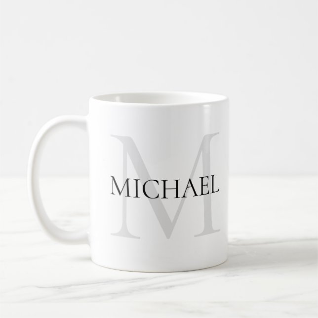 Personalised Monogram and Name White Coffee Mug (Left)